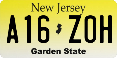 NJ license plate A16ZOH