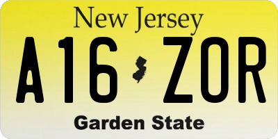 NJ license plate A16ZOR