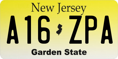 NJ license plate A16ZPA