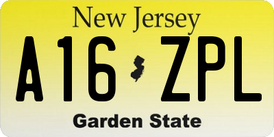 NJ license plate A16ZPL