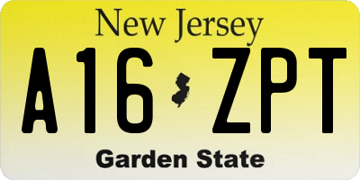 NJ license plate A16ZPT