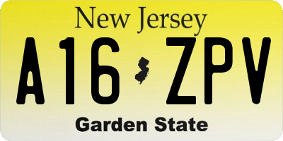NJ license plate A16ZPV