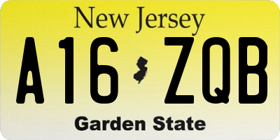 NJ license plate A16ZQB