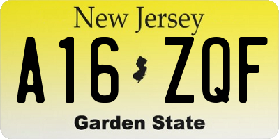 NJ license plate A16ZQF