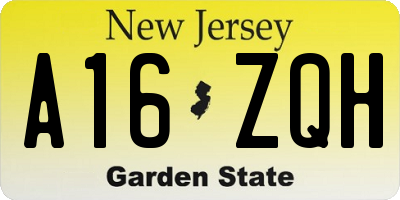 NJ license plate A16ZQH