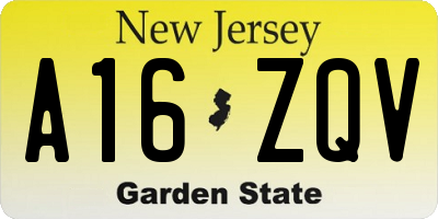 NJ license plate A16ZQV