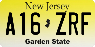 NJ license plate A16ZRF
