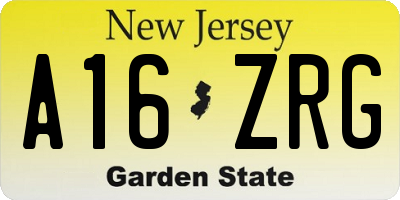 NJ license plate A16ZRG