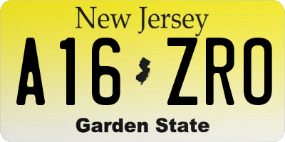 NJ license plate A16ZRO