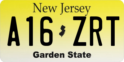 NJ license plate A16ZRT