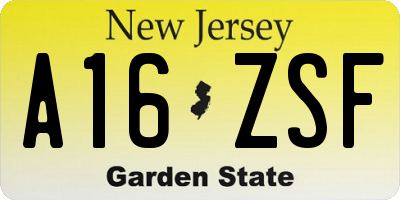NJ license plate A16ZSF