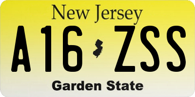 NJ license plate A16ZSS