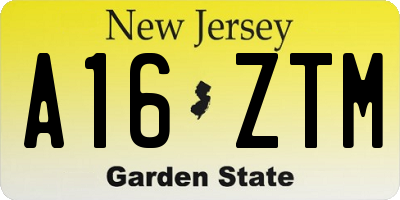 NJ license plate A16ZTM