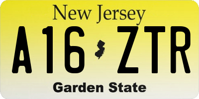 NJ license plate A16ZTR