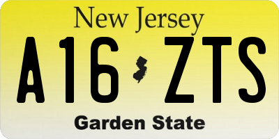 NJ license plate A16ZTS