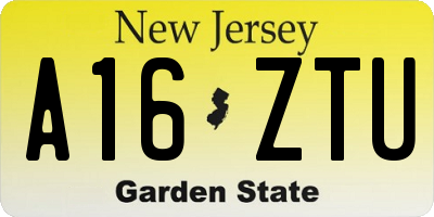 NJ license plate A16ZTU