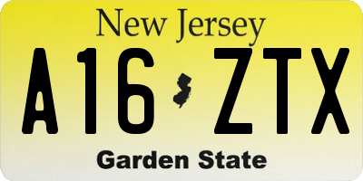 NJ license plate A16ZTX