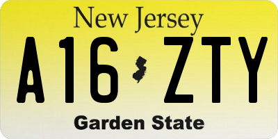 NJ license plate A16ZTY