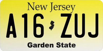 NJ license plate A16ZUJ