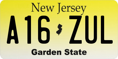 NJ license plate A16ZUL