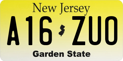 NJ license plate A16ZUO