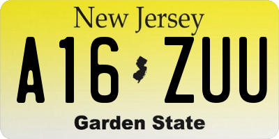 NJ license plate A16ZUU