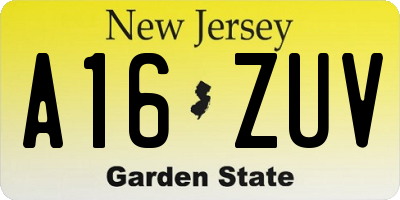 NJ license plate A16ZUV