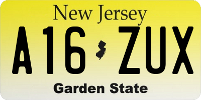 NJ license plate A16ZUX