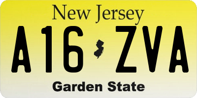 NJ license plate A16ZVA
