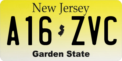 NJ license plate A16ZVC