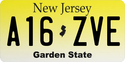 NJ license plate A16ZVE