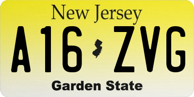 NJ license plate A16ZVG