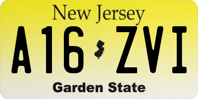 NJ license plate A16ZVI