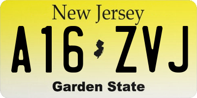 NJ license plate A16ZVJ