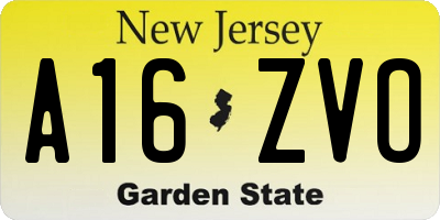 NJ license plate A16ZVO