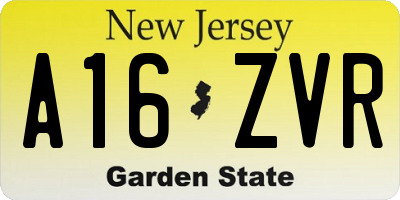 NJ license plate A16ZVR