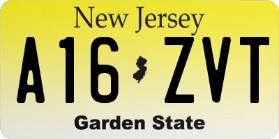 NJ license plate A16ZVT