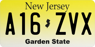NJ license plate A16ZVX