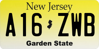 NJ license plate A16ZWB