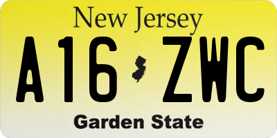 NJ license plate A16ZWC