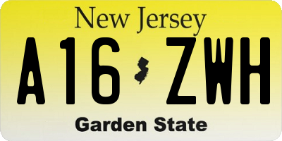 NJ license plate A16ZWH