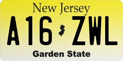 NJ license plate A16ZWL