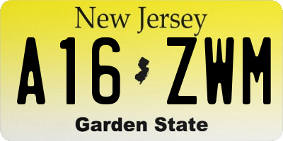 NJ license plate A16ZWM