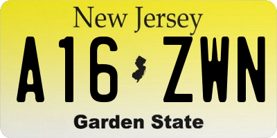 NJ license plate A16ZWN