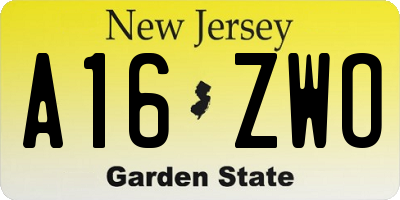 NJ license plate A16ZWO