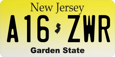 NJ license plate A16ZWR