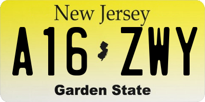 NJ license plate A16ZWY