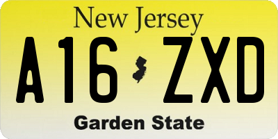 NJ license plate A16ZXD
