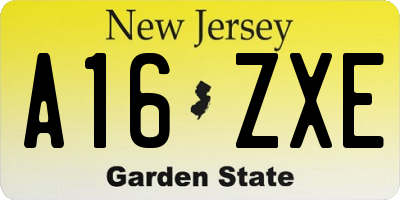 NJ license plate A16ZXE