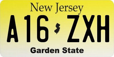 NJ license plate A16ZXH
